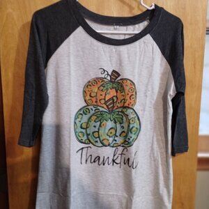 Pumpkin shirt 3/4 sleeve super cute size small